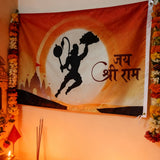 Hanuman Jai Shri Ram Flag 3x5 ft Polyester Banner for Hindu Temple Decor, Custom Flags Available