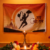 Hanuman Jai Shri Ram Flag 3x5 ft Polyester Banner for Hindu Temple Decor, Custom Flags Available