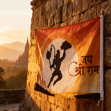 Hanuman Jai Shri Ram Flag 3x5 ft Polyester Banner for Hindu Temple Decor, Custom Flags Available