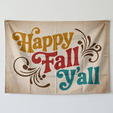 Happy Fall Y'all Flag 3x5 FT Retro Boho Autumn Harvest Banner Wall Decor Outdoor Indoor Hanging Sign Polyester Seasonal Decoration
