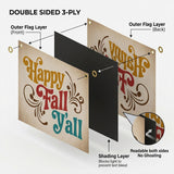 Happy Fall Y'all Flag 3x5 FT Retro Boho Autumn Harvest Banner Wall Decor Outdoor Indoor Hanging Sign Polyester Seasonal Decoration