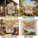 Happy Fall Y'all Flag 3x5 FT Retro Boho Autumn Harvest Banner Wall Decor Outdoor Indoor Hanging Sign Polyester Seasonal Decoration