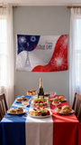 3x5ft Happy Bastille Day Flag, French National Day Polyester Banner with Eiffel Tower & Fireworks, Ideal for French Celebrations & Home Decor, Customizable