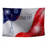 3x5ft Happy Bastille Day Flag, French National Day Polyester Banner with Eiffel Tower & Fireworks, Ideal for French Celebrations & Home Decor, Customizable