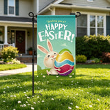 12x18 Inch Happy Easter Garden Flags Banner, 3-Layer Knitted Polyester Double Sided Decor for Patio & Yard