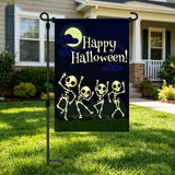 Happy Halloween Garden Flag - 12x18 inches, 110D Knitted Polyester, Reflective Heron Design, Double Sided