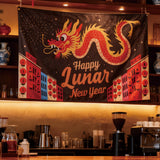 2026 Year of the Dragon Happy Lunar New Year Flag, 3x5ft Chinese New Year Decoration Banner, Double Sided Print Festival Flag for Home Party Garden Yard Decor, Customizable
