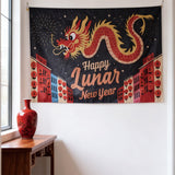 2026 Year of the Dragon Happy Lunar New Year Flag, 3x5ft Chinese New Year Decoration Banner, Double Sided Print Festival Flag for Home Party Garden Yard Decor, Customizable
