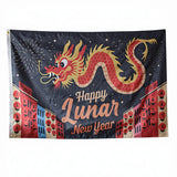 2026 Year of the Dragon Happy Lunar New Year Flag, 3x5ft Chinese New Year Decoration Banner, Double Sided Print Festival Flag for Home Party Garden Yard Decor, Customizable