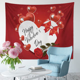 Calentines Festival Tapestry Happy Calentines Day Wall HangingWhite Heart Tapestries Decoration for Bedroom Living Room