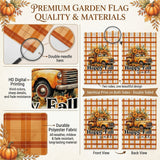 Happy Fall Y'all Garden Flag 12x18 Inch Vintage Truck Pumpkin Orange Plaid Harvest Autumn Yard Lawn Outdoor Seasonal Polyester