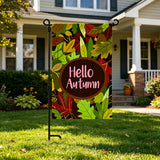 12x18 Inch Hello Autumn Garden Flags Banner, 3-Layer Knitted Polyester Double Sided Decor for Patio & Yard