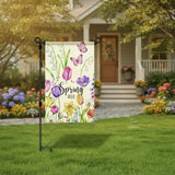 12x18 Inch Hello Spring Garden Flag 3 Layer Knitted Polyester Double Sided Vertical Yard Flag, Customizable Spring Floral Outdoor Decor