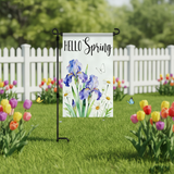 12x18 Inch Hello Spring Garden Flag 3 Layer Knitted Polyester Double Sided Vertical Yard Flag, Customizable Spring Floral Outdoor Decor