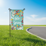 12x18 Inch Hello Spring Garden Flag 3 Layer Knitted Polyester Double Sided Vertical Yard Flag, Customizable Spring Floral Outdoor Decor