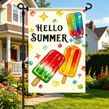 12x18 Inch Hello Summer Garden Flags Banner, 3-Layer Knitted Polyester Double Sided Decor for Patio & Yard