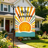 12x18 Inch Hello Summer Garden Flags Banner, 3-Layer Knitted Polyester Double Sided Decor for Patio & Yard
