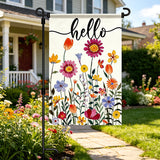 12x18 Inch Welcome Flower Bird Garden Flags Banner, 3-Layer Knitted Polyester Double Sided Decor for Patio & Yard
