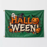 Happy Halloween Flag 3x5 FT Retro Comic Bat Orange Black Bold Banner Wall Decor Indoor Outdoor Party Hanging Sign Polyester