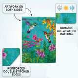 12x18 Inch Hummingbird And Flower Garden Flags Banner, 3-Layer Knitted Polyester Double Sided Decor for Patio & Yard
