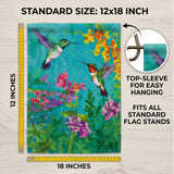 12x18 Inch Hummingbird And Flower Garden Flags Banner, 3-Layer Knitted Polyester Double Sided Decor for Patio & Yard