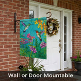 12x18 Inch Hummingbird And Flower Garden Flags Banner, 3-Layer Knitted Polyester Double Sided Decor for Patio & Yard