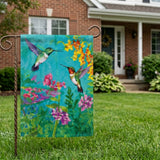 12x18 Inch Hummingbird And Flower Garden Flags Banner, 3-Layer Knitted Polyester Double Sided Decor for Patio & Yard