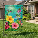 12x18 Inch Hummingbird And Flower Garden Flags Banner, 3-Layer Knitted Polyester Double Sided Decor for Patio & Yard