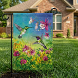 12x18 Inch Hummingbird And Flower Garden Flags Banner, 3-Layer Knitted Polyester Double Sided Decor for Patio & Yard