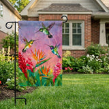 12x18 Inch Hummingbird And Flower Garden Flags Banner, 3-Layer Knitted Polyester Double Sided Decor for Patio & Yard