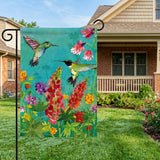 12x18 Inch Hummingbird And Flower Garden Flags Banner, 3-Layer Knitted Polyester Double Sided Decor for Patio & Yard