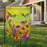 12x18 Inch Hummingbird And Flower Garden Flags Banner, 3-Layer Knitted Polyester Double Sided Decor for Patio & Yard
