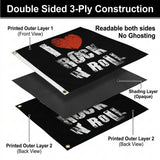 I Love Rock N Roll Flag 3x5 FT Grunge Distressed Red Heart Black White Music Banner Wall Decor Indoor Outdoor Hanging Polyester