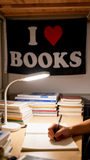 "I Love Books" Flag 3x5ft, Durable Polyester Book Lover Banner, Perfect for Home Libraries, Bookstores & Reading Nooks, Custom Sizes Available
