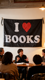 "I Love Books" Flag 3x5ft, Durable Polyester Book Lover Banner, Perfect for Home Libraries, Bookstores & Reading Nooks, Custom Sizes Available