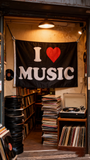 "I Love Music" Flag 3x5ft, Durable Polyester Music Lover Banner, Perfect for Music Studios, Festivals & Man Caves, Custom Sizes Available