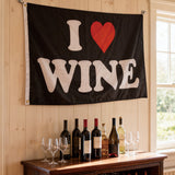 I love WINE Flag 3x5ft, Durable Polyester Wine Lover Banner with Brass Grommets, Ideal for Bar, Man Cave & Wine Tasting Party, Custom Sizes Available