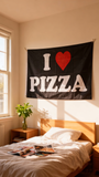 I Love Pizza Flag 3x5ft Polyester I ❤️ PIZZA Banner with Brass Grommets for Kitchen Dorm Decor