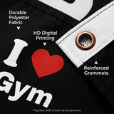 I Love Gym Flag 3x5 FT Fitness Workout Motivational Banner Black Red Heart Wall Decor Home Gym Studio Indoor Hanging Polyester Sign