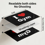 I Love Gym Flag 3x5 FT Fitness Workout Motivational Banner Black Red Heart Wall Decor Home Gym Studio Indoor Hanging Polyester Sign