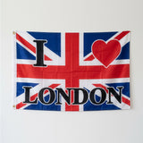 I Love London Flag 3x5 FT Union Jack UK Britain Heart Banner Wall Decor Indoor Outdoor Souvenir Hanging Sign Polyester