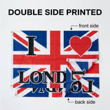 I Love London Flag 3x5 FT Union Jack UK Britain Heart Banner Wall Decor Indoor Outdoor Souvenir Hanging Sign Polyester