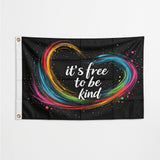 It's Free to Be Kind 3x5 Ft Rainbow Heart Flag, Inspirational Positive Message Banner for Home Wall Decor
