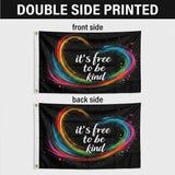 It's Free to Be Kind 3x5 Ft Rainbow Heart Flag, Inspirational Positive Message Banner for Home Wall Decor