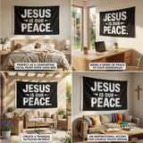 Jesus Is Our Peace Flag 3x5 FT Christian Faith Bold Black White Banner Wall Decor Church Home Indoor Outdoor Hanging Polyester