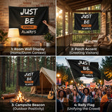 Just Be Positive Always Flag 3x5 FT Motivational Inspirational Quote Black Orange Banner Wall Decor Indoor Hanging Polyester Sign