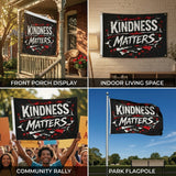 Kindness Matters Flag 3x5 FT Grunge Paint Splatter Inspirational Black Red White Banner Wall Decor Indoor Outdoor Hanging Polyester