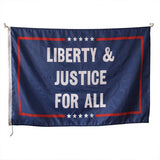 3x5ft Liberty & Justice For All Flag, Patriotic Blue Polyester Banner with Brass Grommets, Indoor Outdoor Wall Hanging for Protests, Events & Home Decor, Customizable