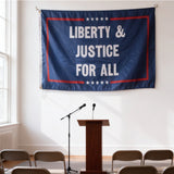 3x5ft Liberty & Justice For All Flag, Patriotic Blue Polyester Banner with Brass Grommets, Indoor Outdoor Wall Hanging for Protests, Events & Home Decor, Customizable