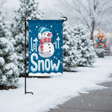 12x18 Inch Let It Snow Snowman Garden Flag 3 Layer Knitted Polyester Double Sided Vertical Yard Flag, Customizable Winter Snow Outdoor Decor